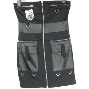 SALE!  Police Goth Black Short Midi Skirt